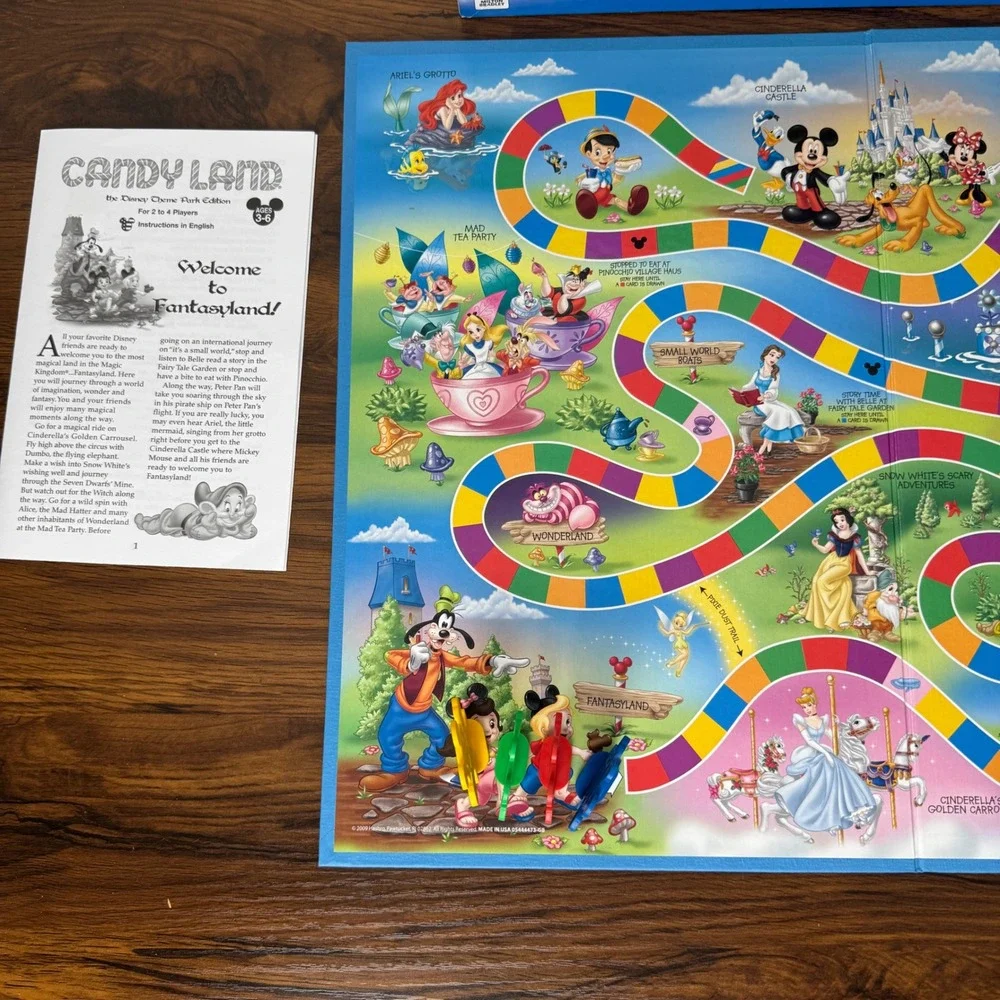 Candy Land The Disney Theme Park Edition Board Game 2009 Hasbro USA Complete
